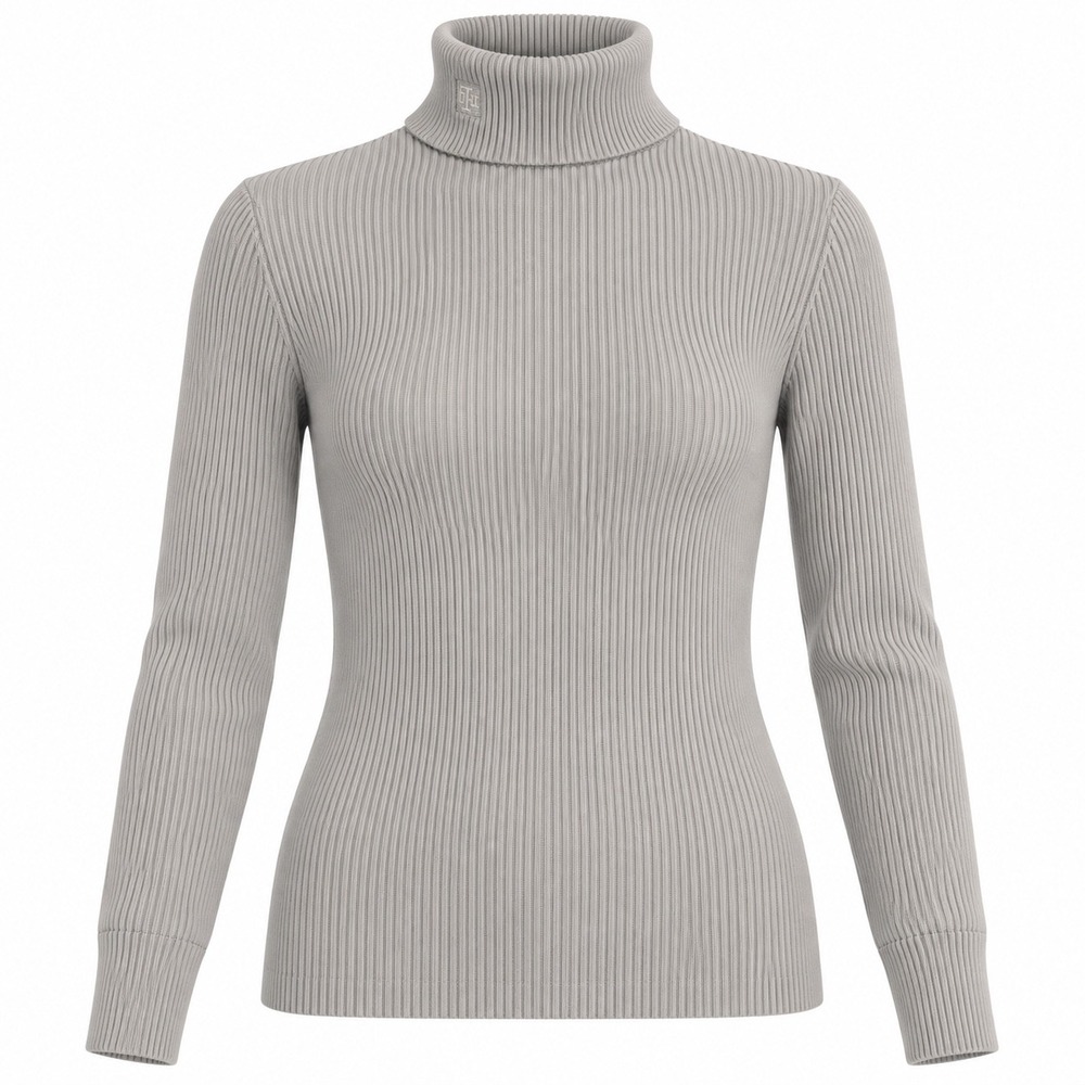 Lauren Ralph Lauren Womens Ribbed Cotton Turtleneck Sweater Grey Classic M